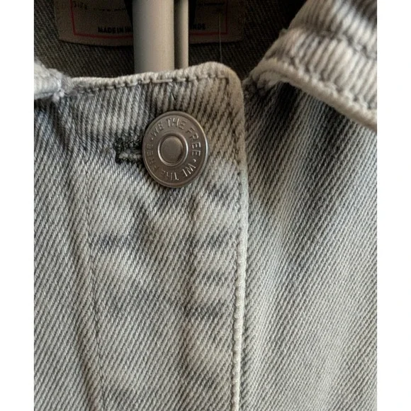 Free People Madison City Denim Jacket XL Frosted Earth Oversized Cotton Boho NWT - Picture 8 of 15